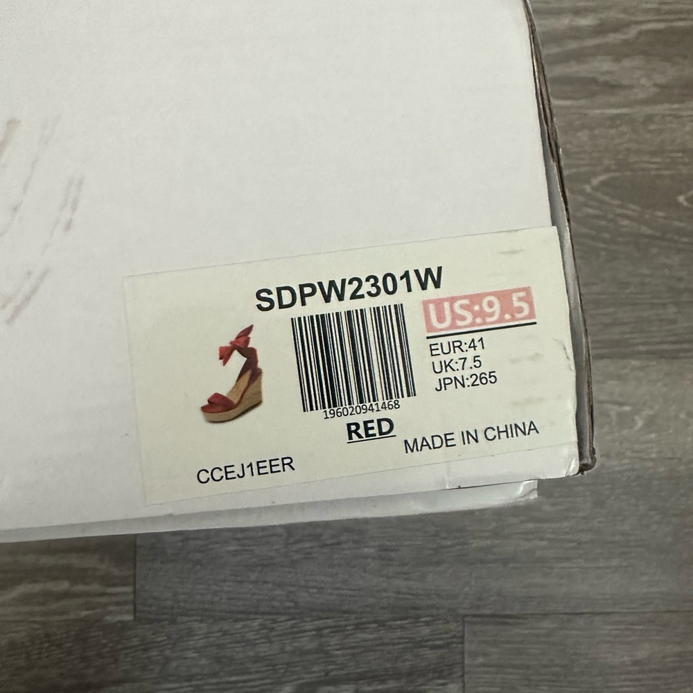 NWT Red Ankle Tie Wedge Sandals - Picture 6 of 6